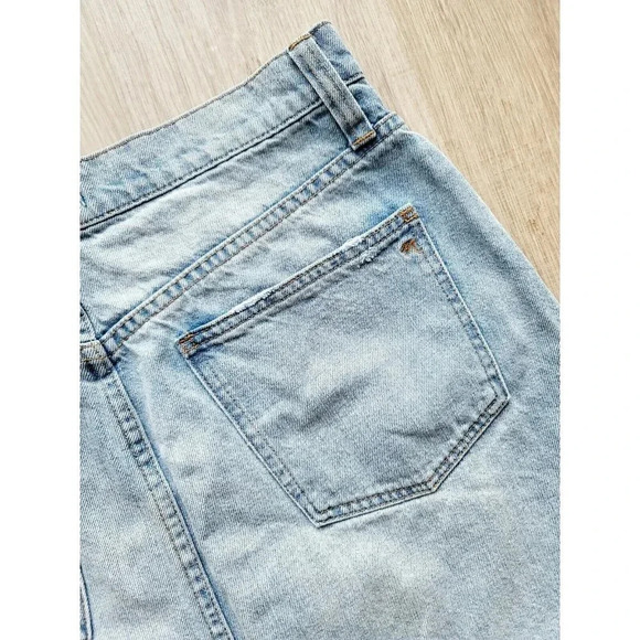 Madewell Rigid Denim Jean A-Line Distressed Cut Out Light Wash Mini Skirt Sz 31 - Picture 8 of 10
